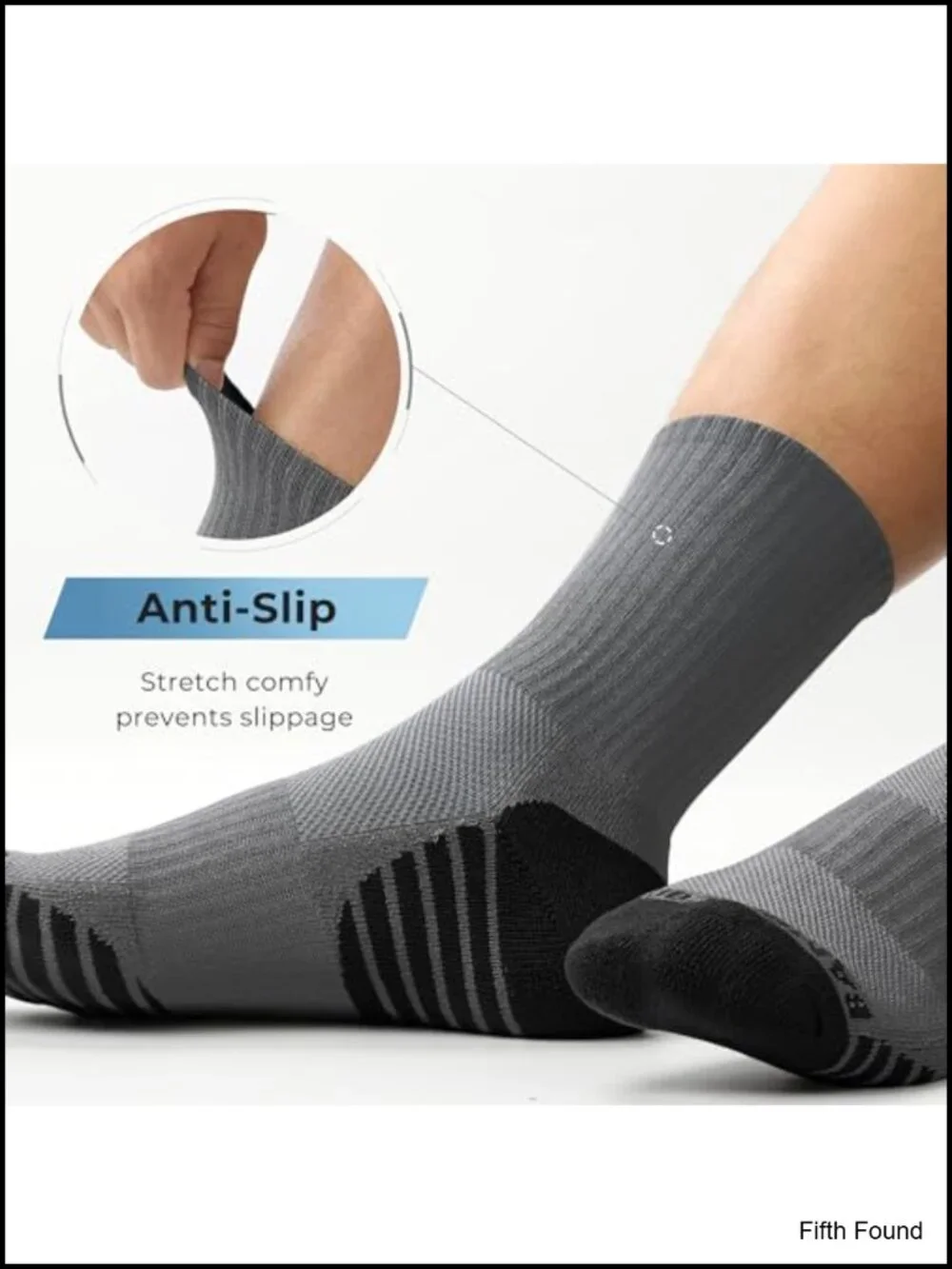 Men's Athletic Crew Socks 6 Pack Cushioned Moisture Wicking Arch Support Bamboo